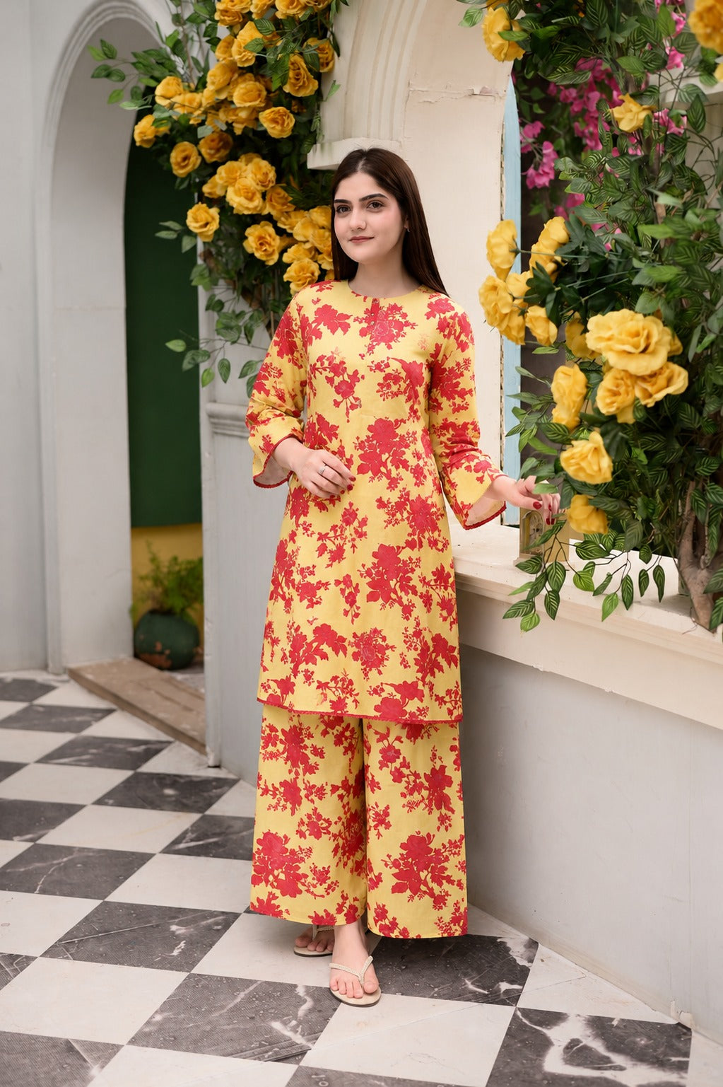FARSHI SHALWAR LAWN LUXURY TWO PEICE (STITCHED)