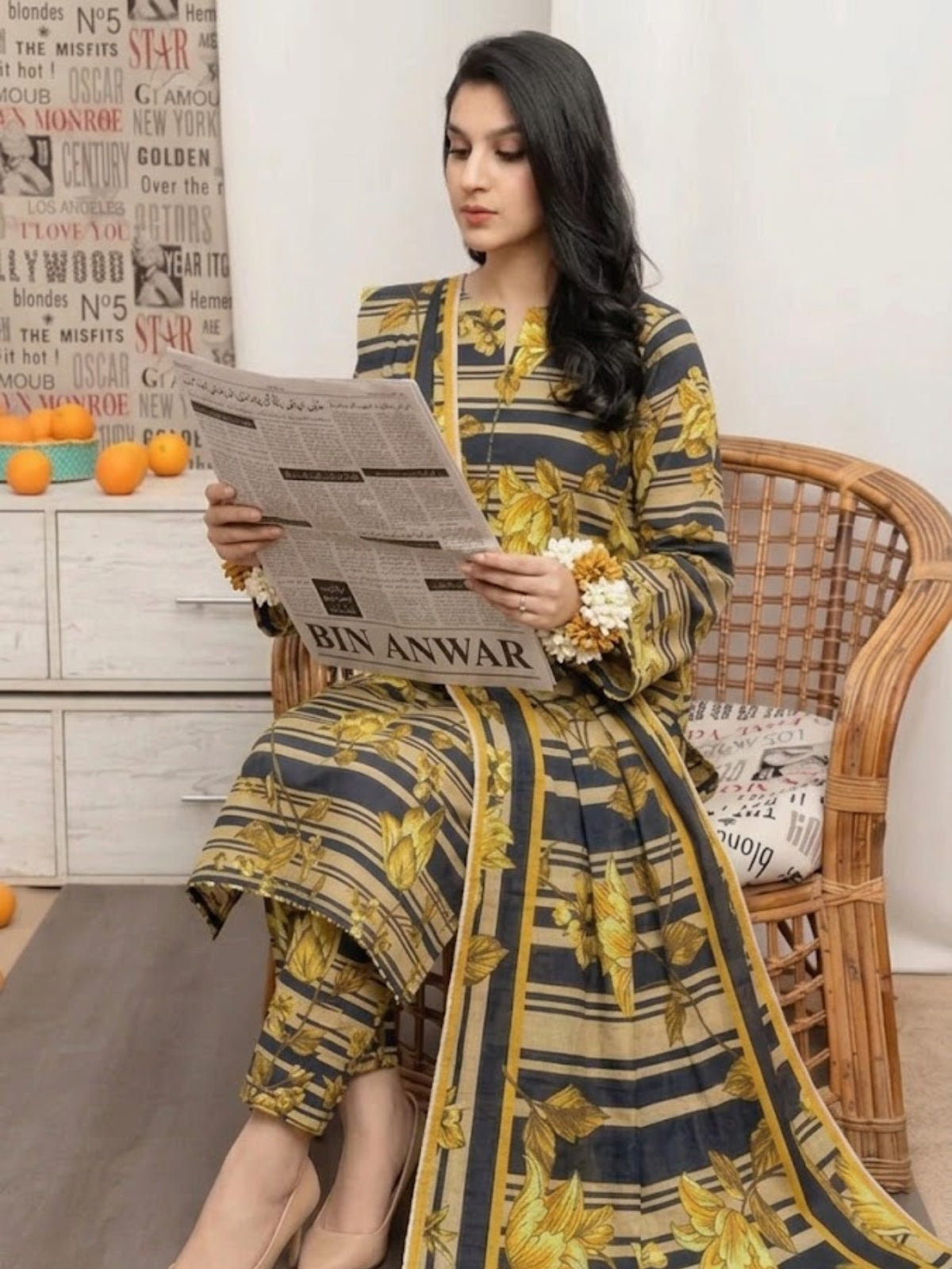 Premium Digital Print 3-Piece Unstitched Lawn Suit – All-Over 90/70 Bana Dora