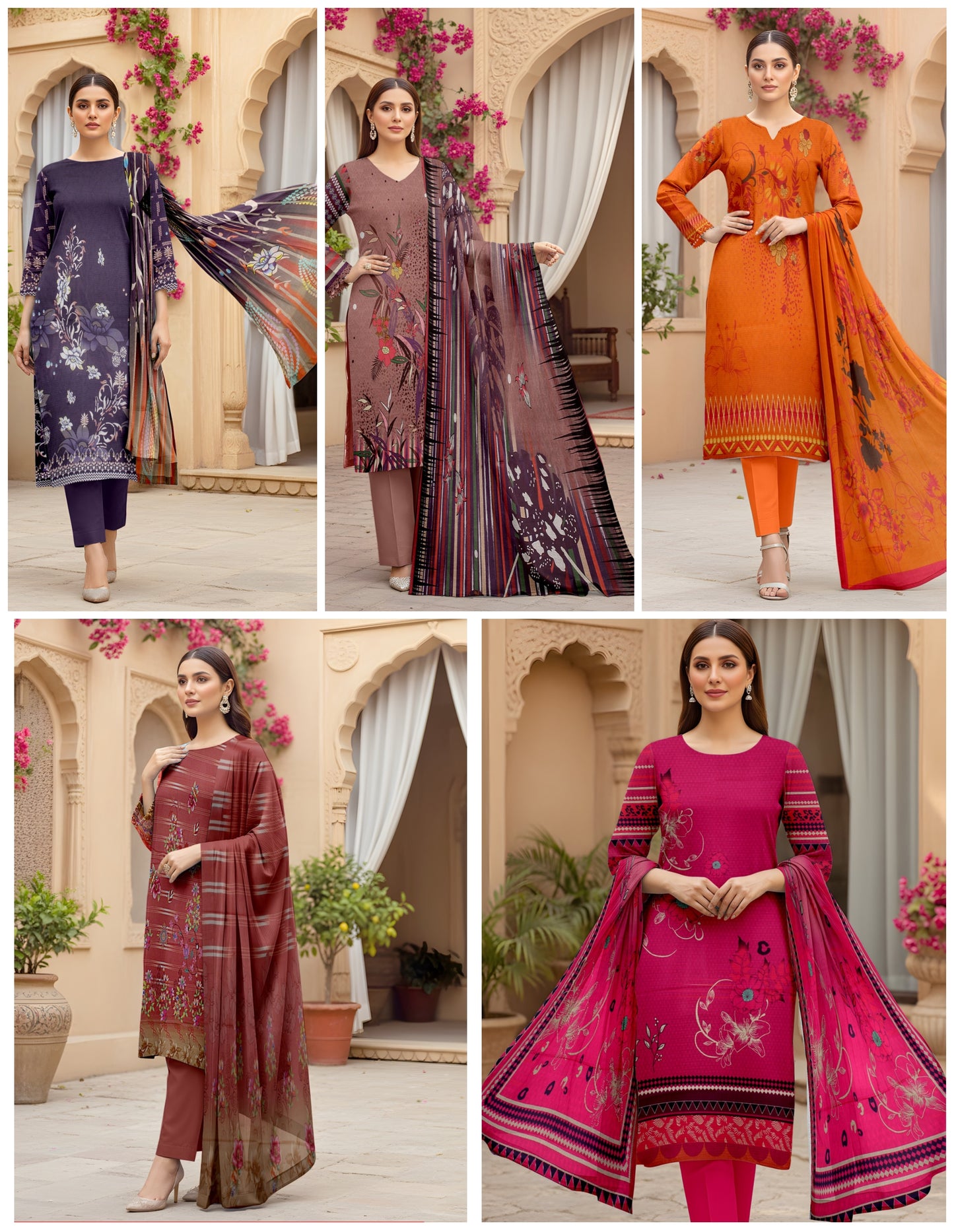 BUNDLE OF 5 SUITS LAWN BANA DORA UNSTITCH