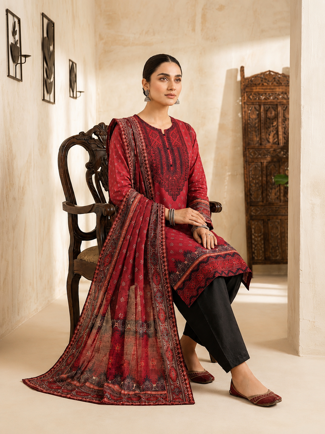 Luxury Stitched Lawn 3-Piece Suit by Bin Anwar – Digital Printed A-Line (Stitched)