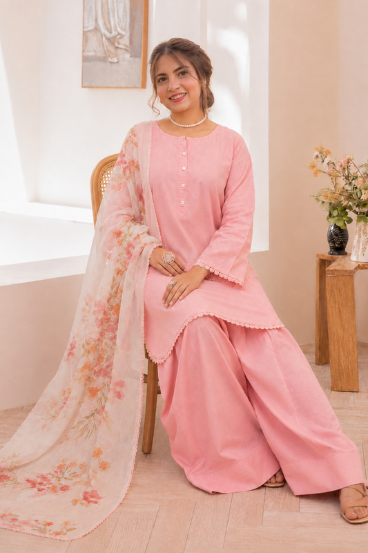 Lawn Slub Farshi Shalwar 3-Piece Ready-to-Wear Suit