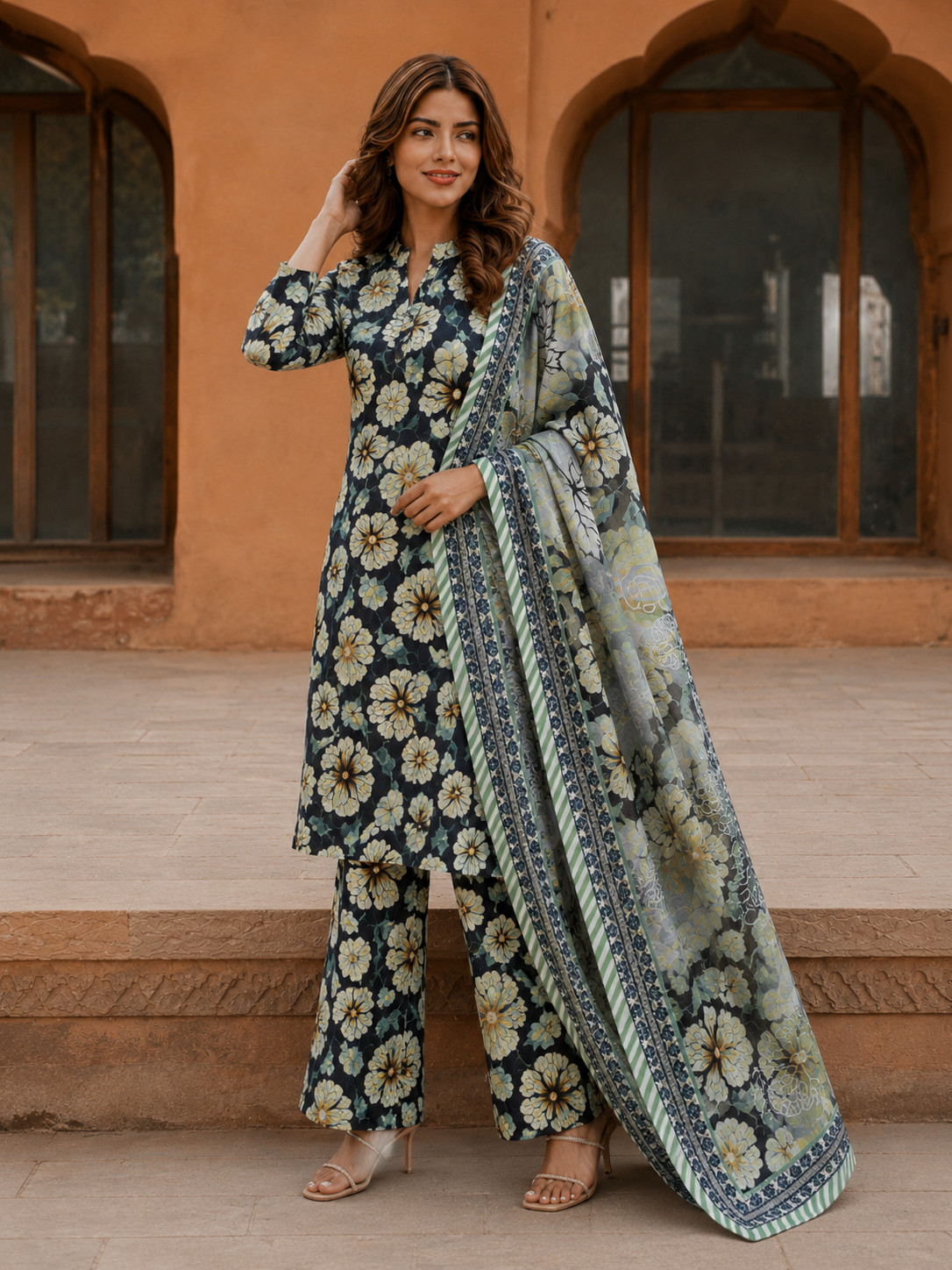 3Pc Unstitched Printed Lawn Suits for Women (Unstitched)