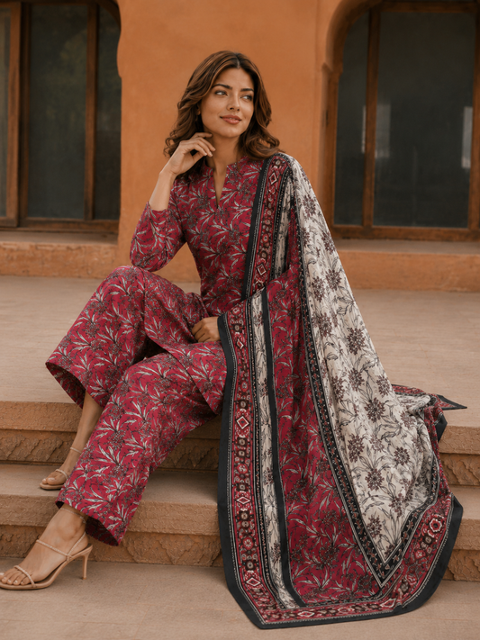 3Pc Unstitched Printed Lawn Suits for Women (Unstitched)