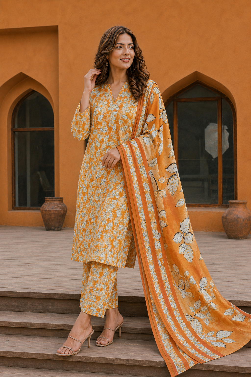 3Pc Unstitched Printed Lawn Suits for Women (Unstitched)