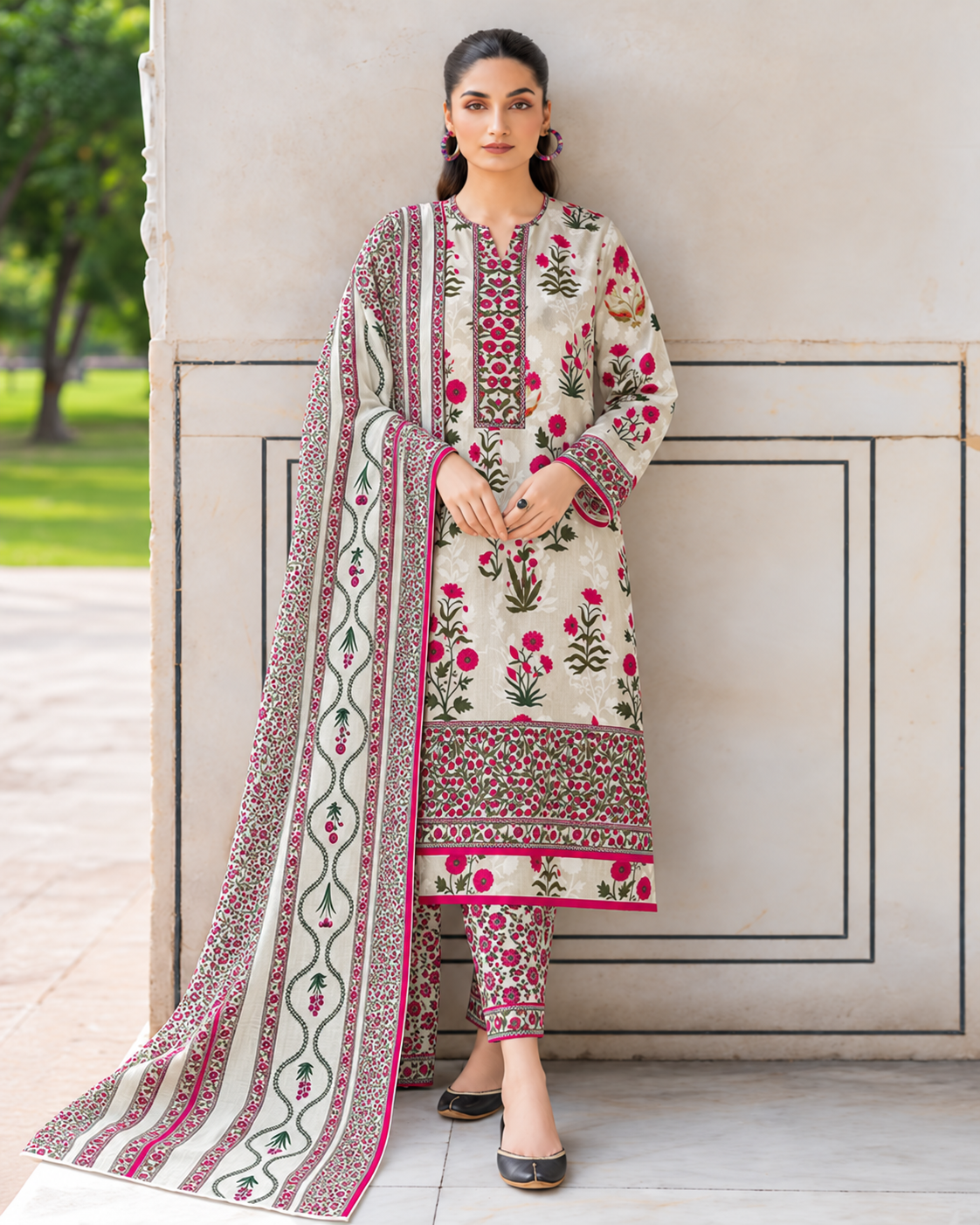 Premium Digital Printed Khaddar 3 Piece Suit | Luxury Unstitched Winter Collection | Bin Anwar