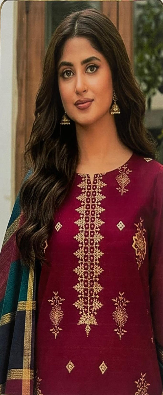 Meerab By Bin Anwar Kashmiri Shawl 3-Piece Suit (Unstitched)