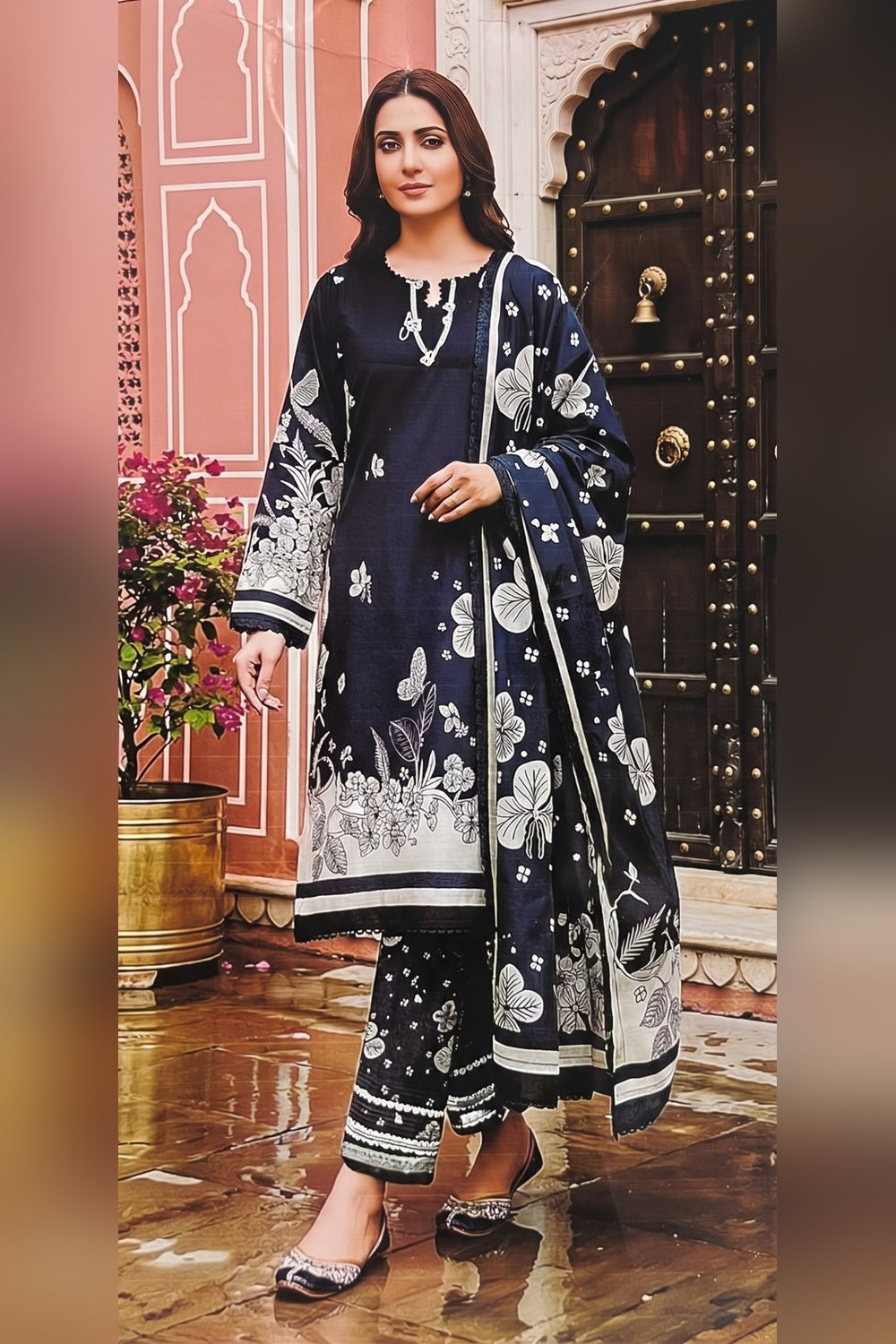 Classic Charm Khaddar Digital Printed 3 Piece Suit (Unstitched)