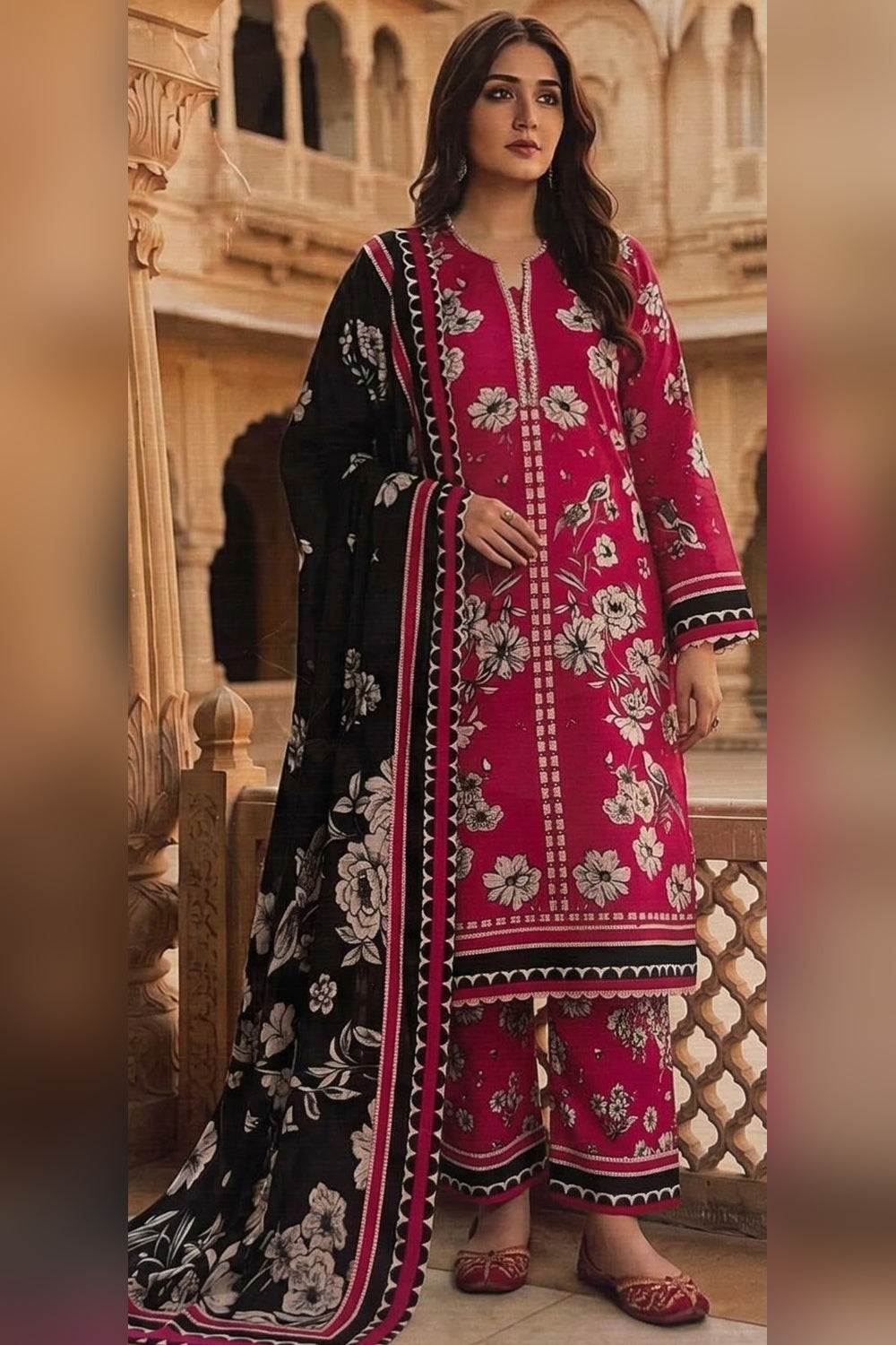 Classic Charm Khaddar Digital Printed 3 Piece Suit (Unstitched)