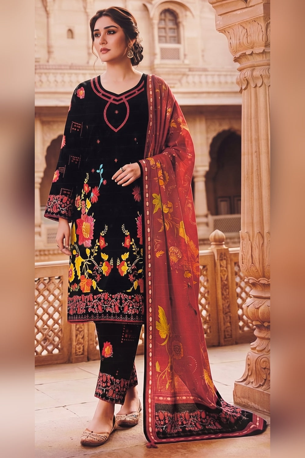 Classic Charm Khaddar Digital Printed 3 Piece Suit (Unstitched)