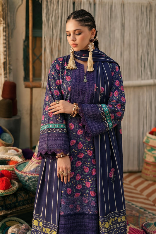 Royal Bloom Khaddar Digital Printed 3 Piece Suit (STITCHED)