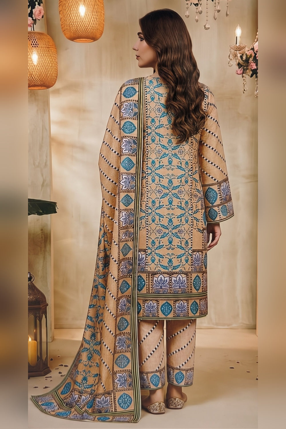 Classic Charm Khaddar Digital Printed 3 Piece Suit (Unstitched)