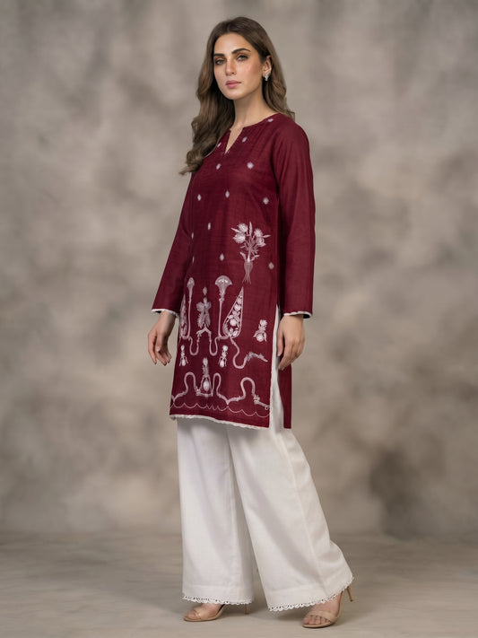 Winter Dhanak Embroidered 2 Piece Co-Ord Set (Stitched)