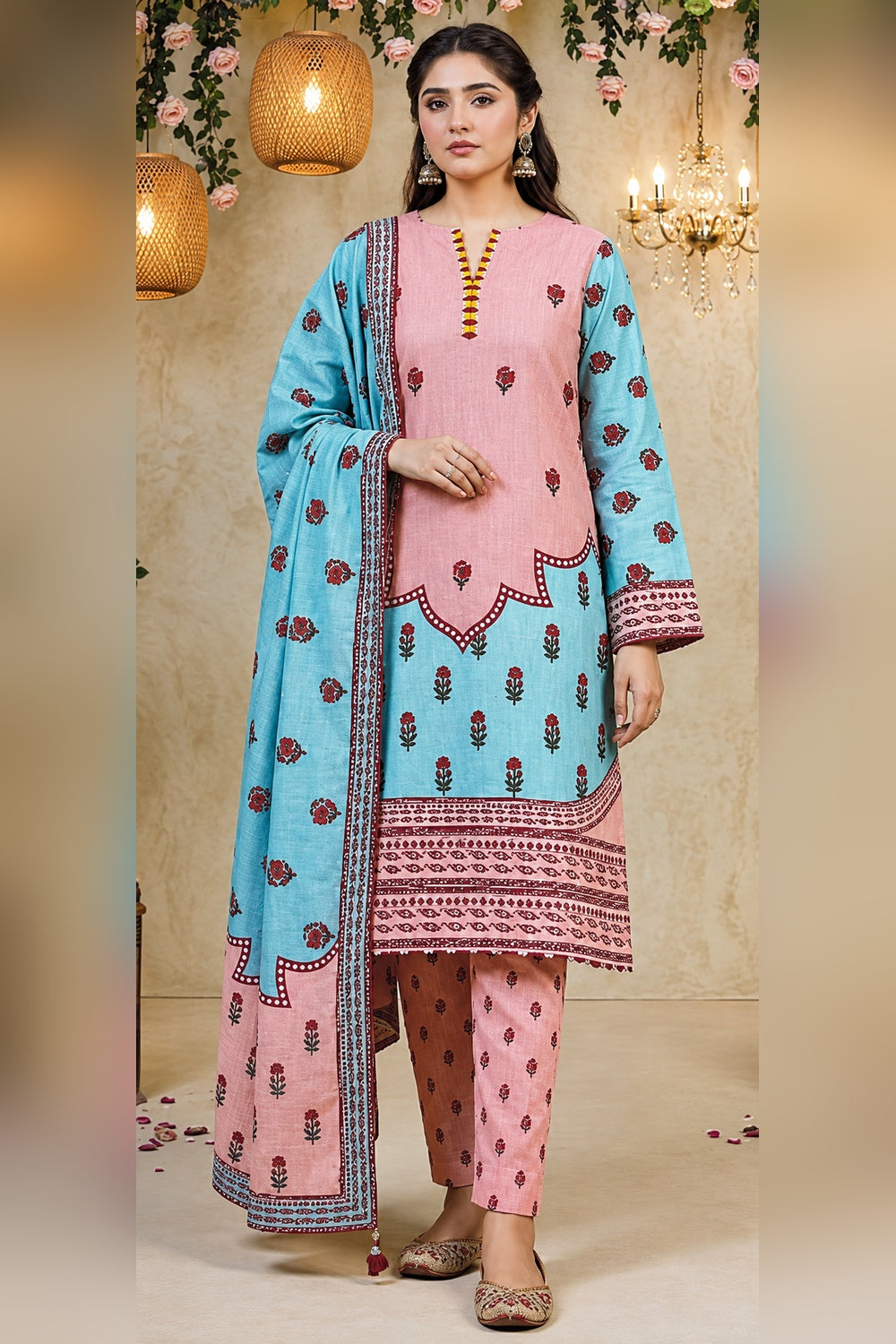 Classic Charm Khaddar Digital Printed 3 Piece Suit (Unstitched)