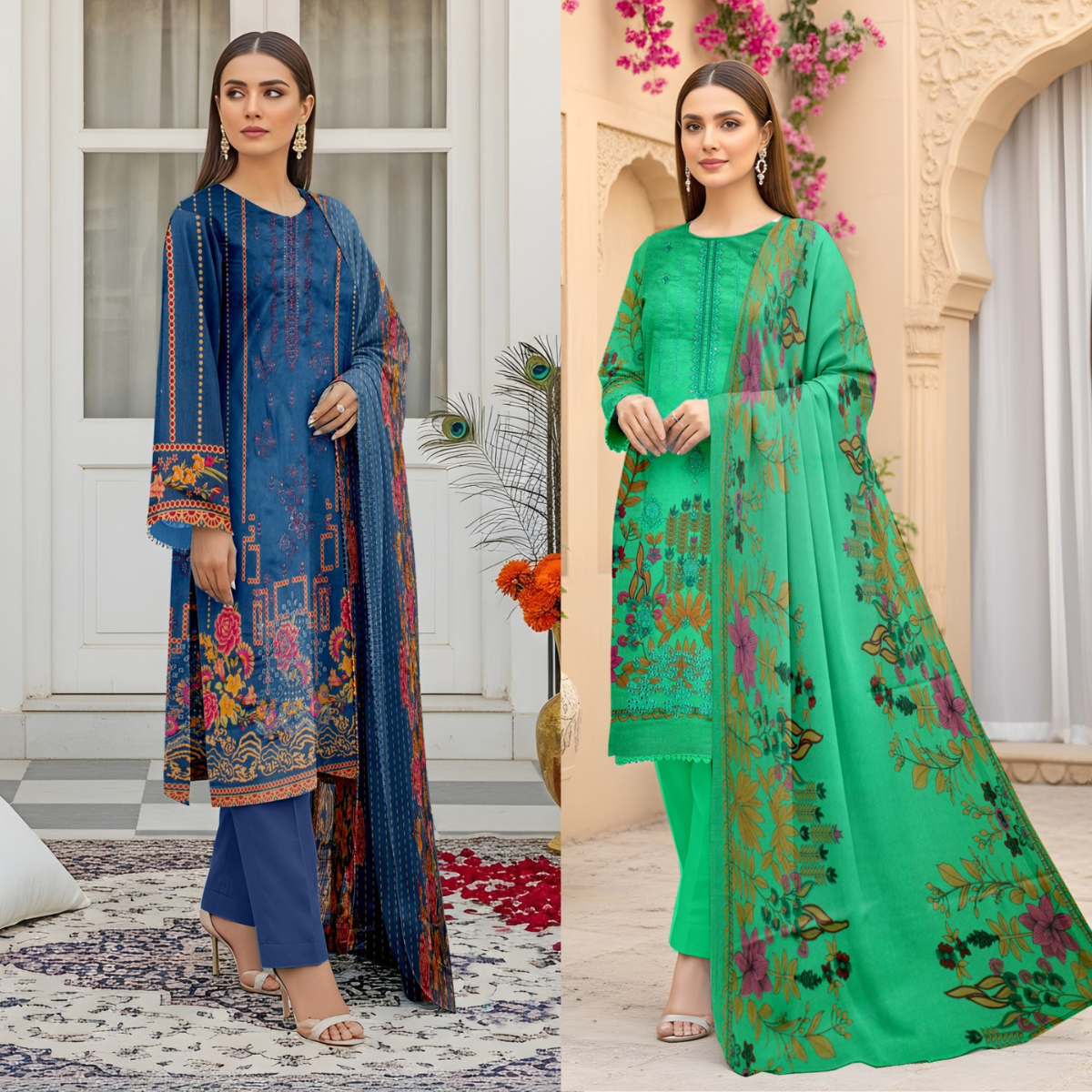 2 Suits Bundle Deal – Lawn 3-Piece Embroidered