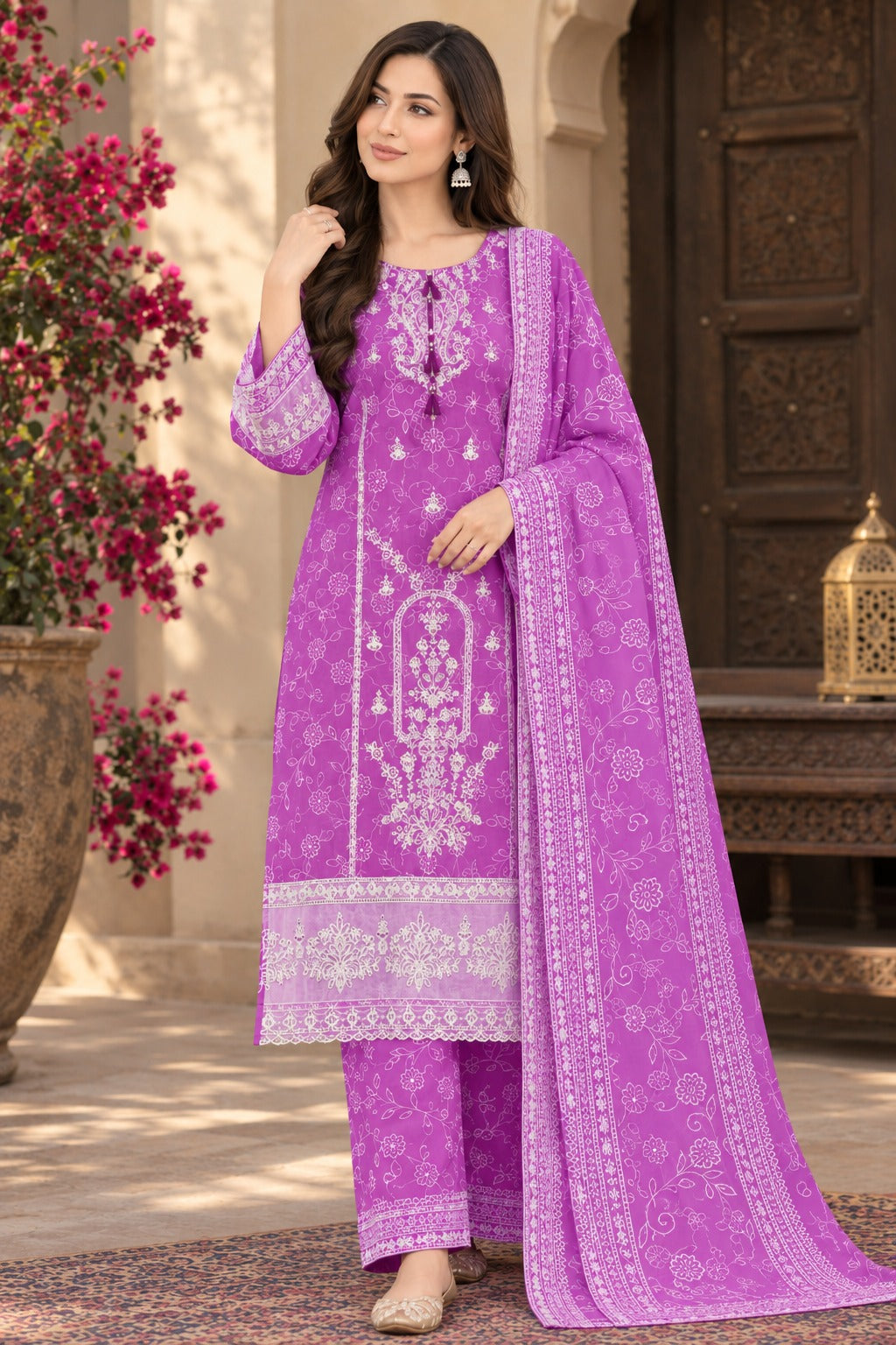 Royal Bloom Khaddar Digital Printed 3 Piece Suit (STITCHED)