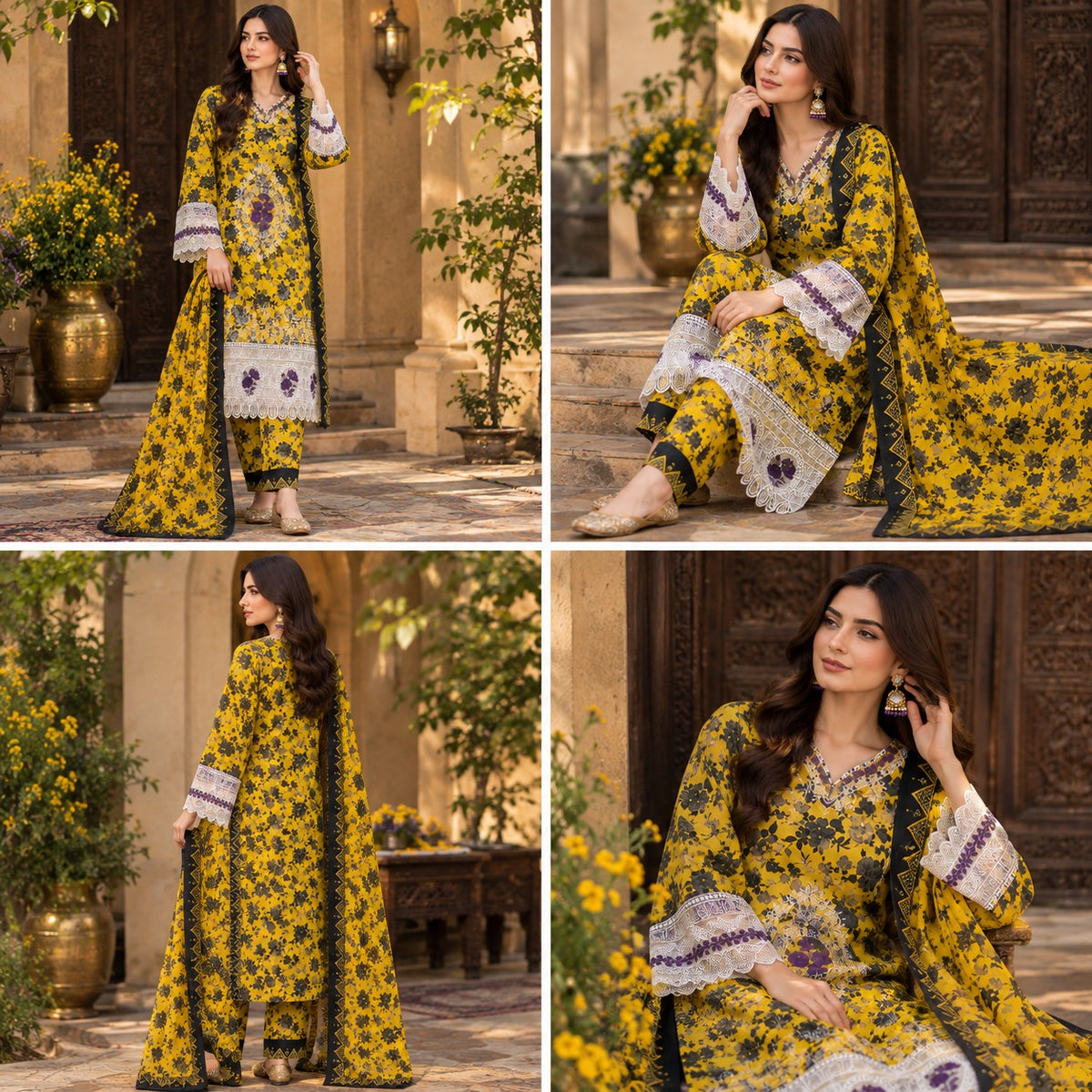 Royal Bloom Khaddar Digital Printed 3 Piece Suit (STITCHED)