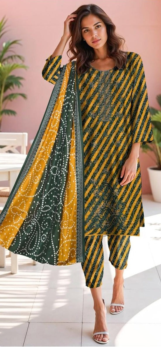 Luxury Premium Lawn 3-Piece Suit – Front Chikankari Embroidery with Chiffon Dupatta (UNSTITCHED)