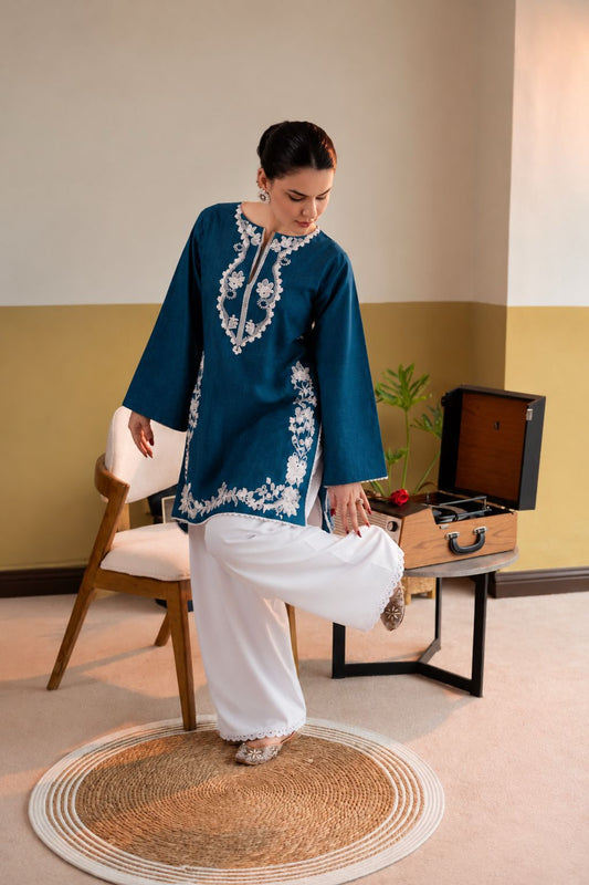 Winter Dhanak Embroidered 2 Piece Co-Ord Set (Stitched)