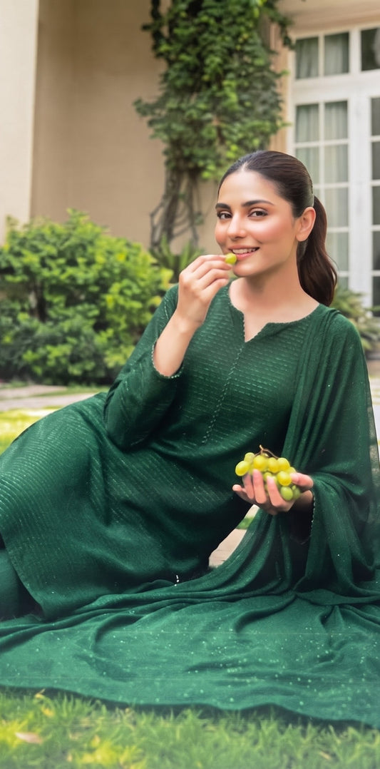 Meeral by Bin Anwar Crystal Velvet 3-Piece Suit (Unstitched)