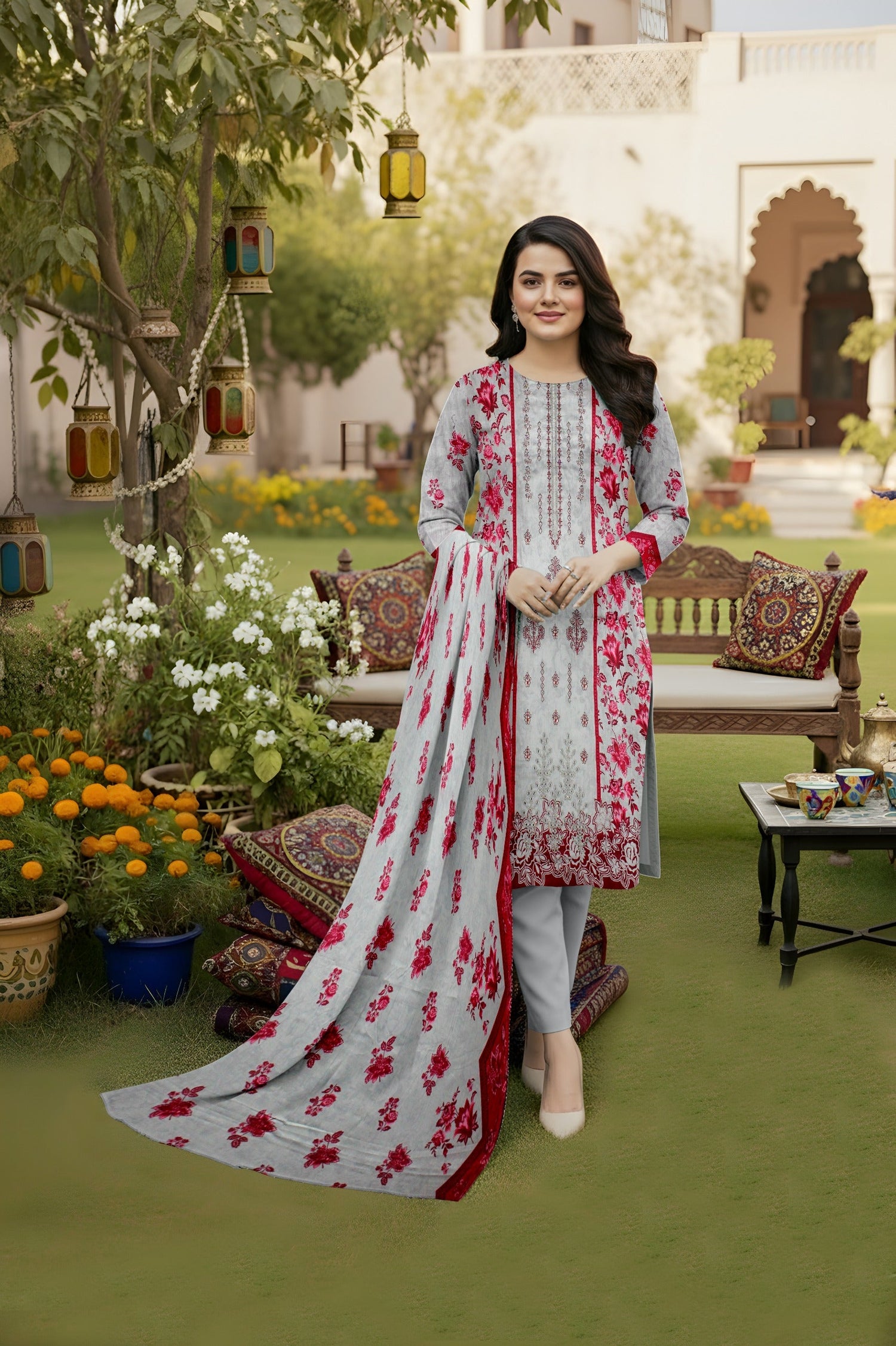 Embroidered Lawn 3-Piece Suit for Women – Summer Collection