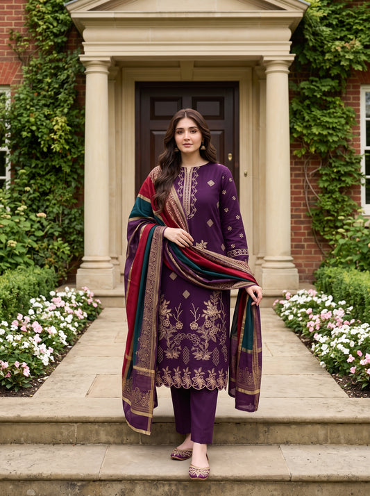 Meerab By Bin Anwar Kashmiri Shawl 3-Piece Suit (Unstitched)