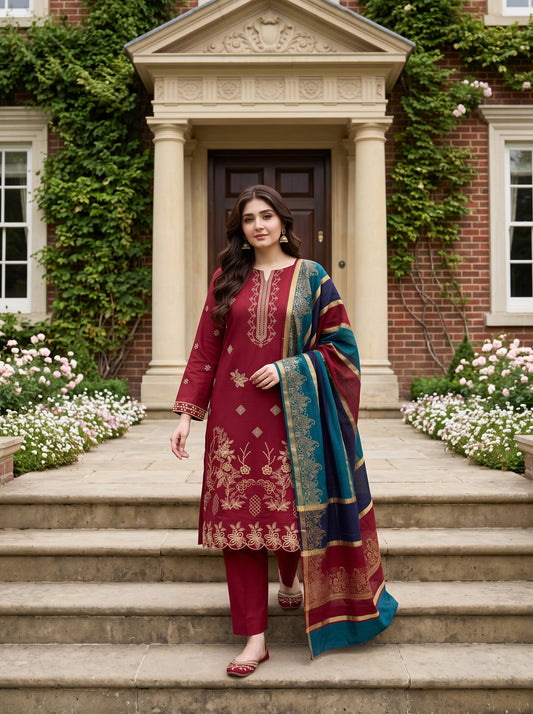 Meerab By Bin Anwar Kashmiri Shawl 3-Piece Suit (Unstitched)
