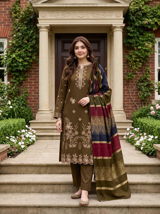 Meerab By Bin Anwar Kashmiri Shawl 3-Piece Suit (Unstitched)