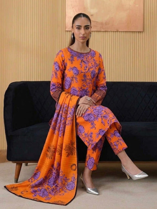 Premium Digital Print 3-Piece Unstitched Lawn Suit – All-Over 90/70 Bana Dora