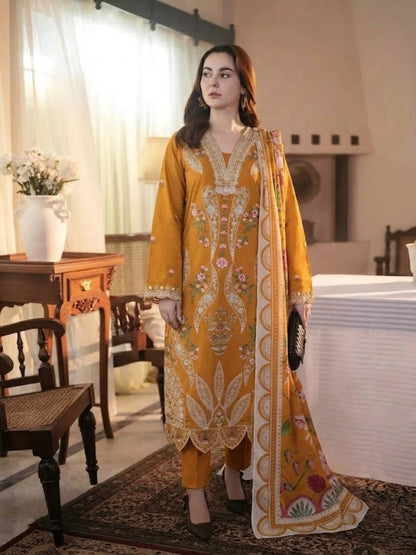 Luxury Stitched Lawn 3-Piece Suit by Bin Anwar - Heavy Front Embroidered(Stitched)