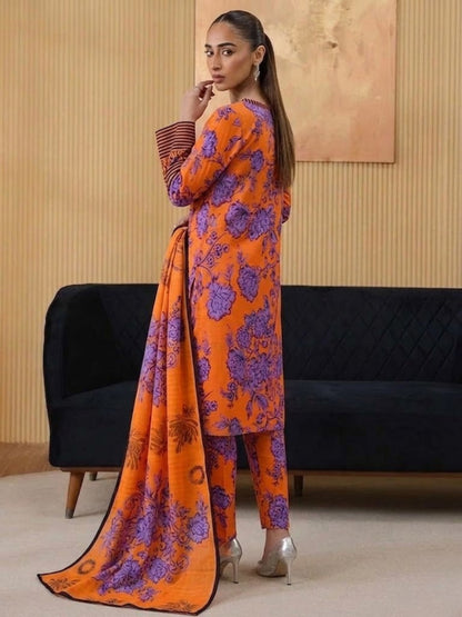 Premium Digital Print 3-Piece Unstitched Lawn Suit – All-Over 90/70 Bana Dora