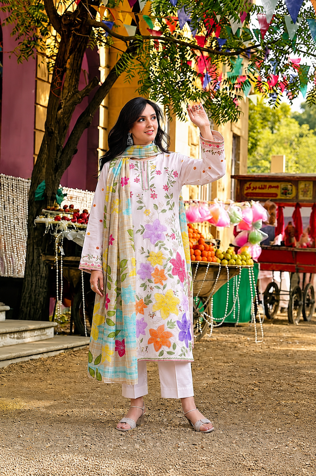 Aneelas Hit Code 3 piece Luxury Lawn Cross Stitch Embroidery (stitched)