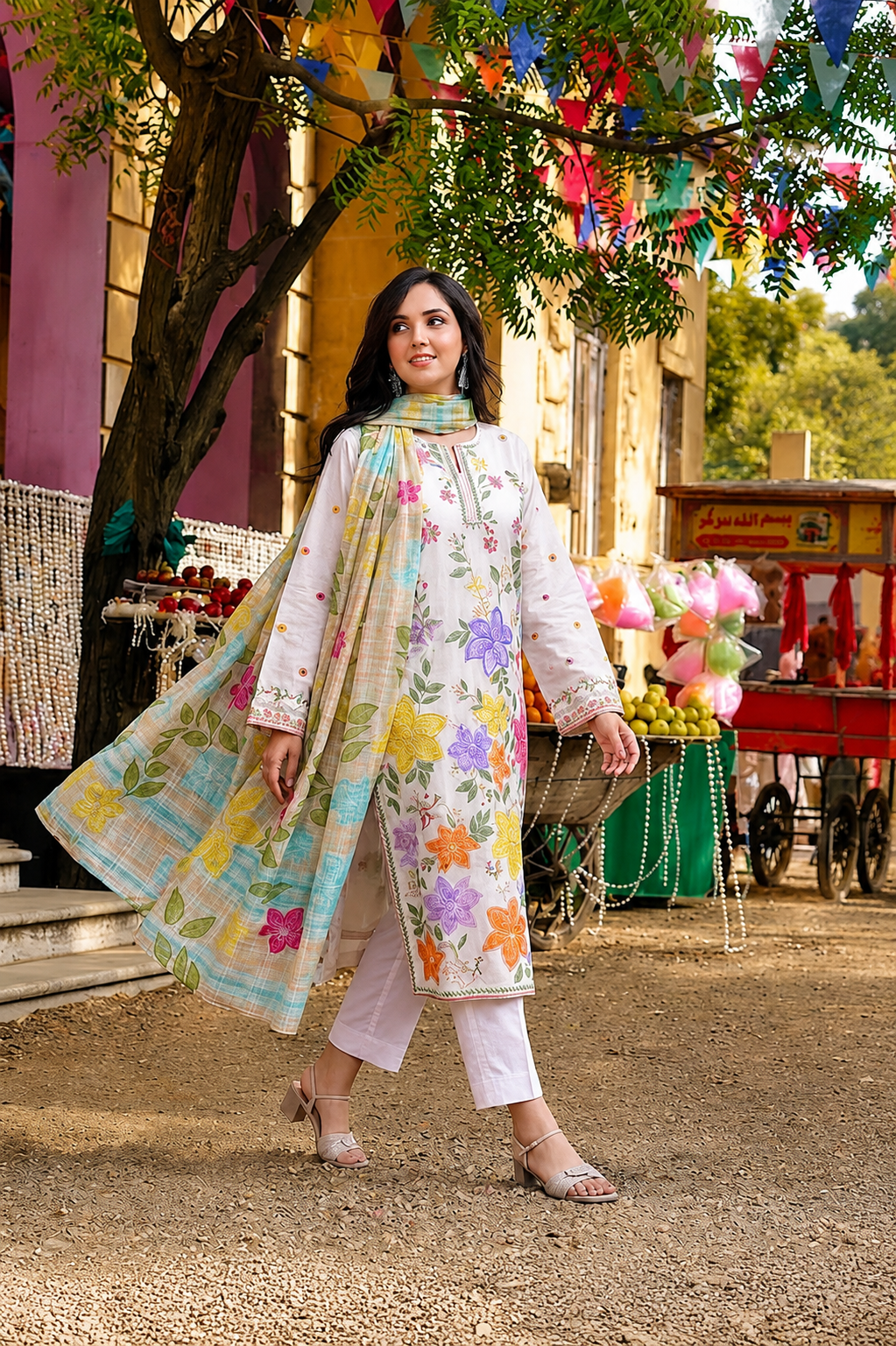 Aneelas Hit Code 3 piece Luxury Lawn Cross Stitch Embroidery (stitched)