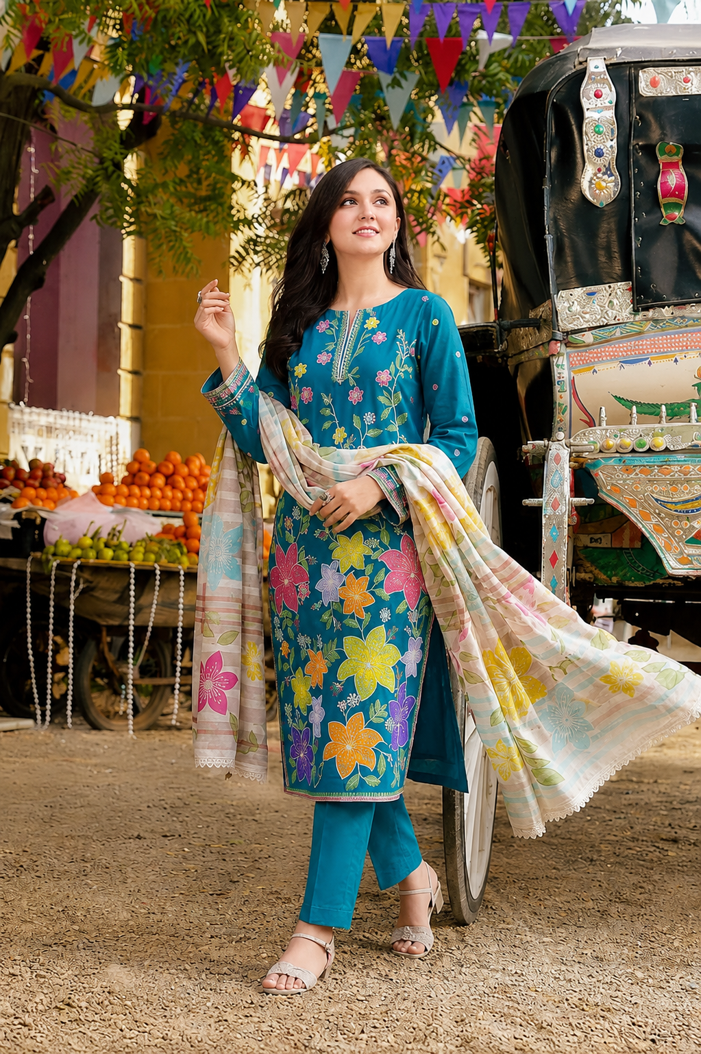 Aneelas Hit Code 3 piece Luxury Lawn Cross Stitch Embroidery (stitched)