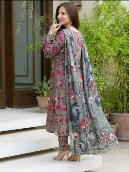 Premium Digital Print 3-Piece Unstitched Lawn Suit – All-Over 90/70 Bana Dora