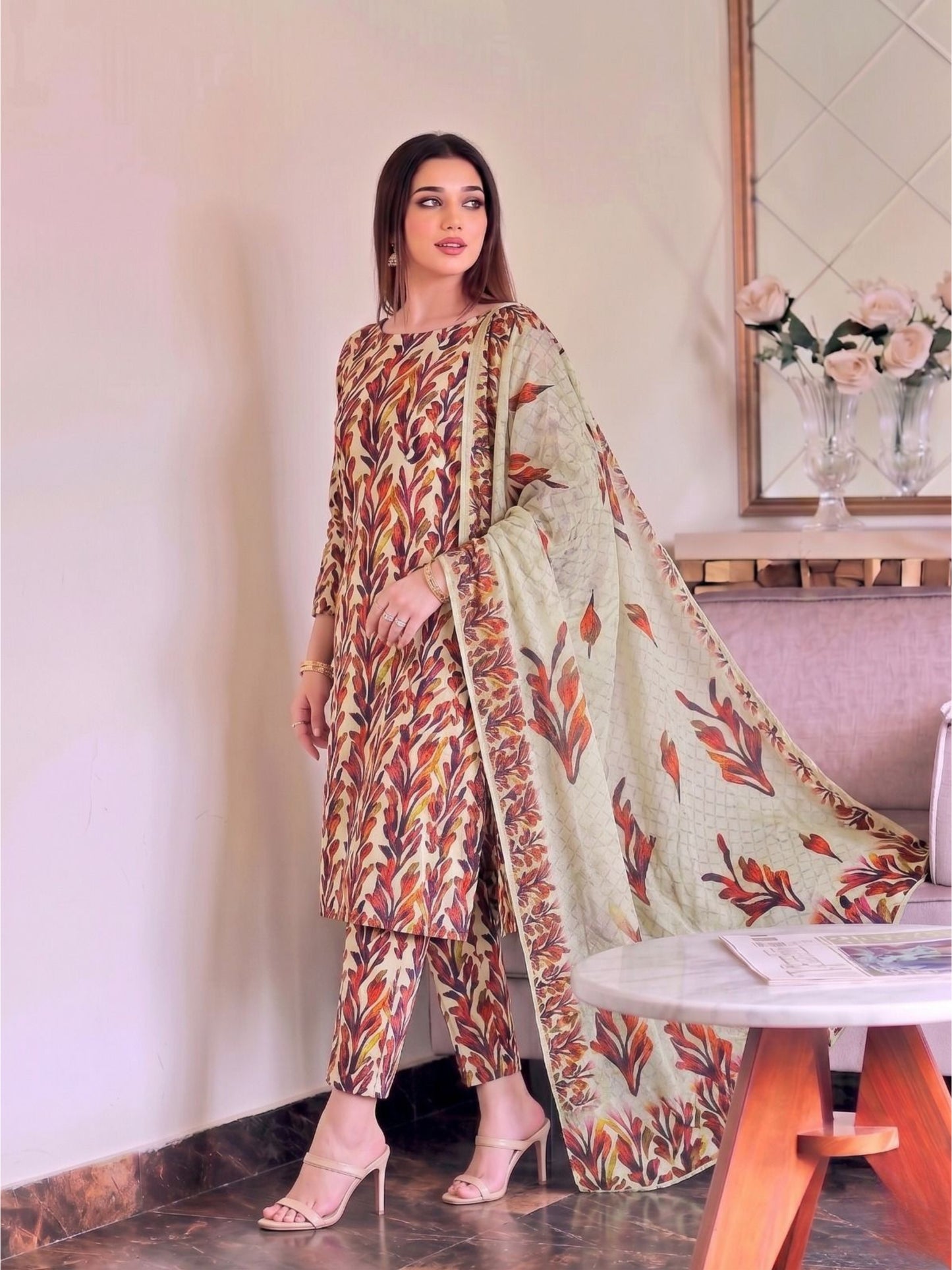 Premium Digital Print 3-Piece Unstitched Lawn Suit – All-Over 90/70 Bana Dora