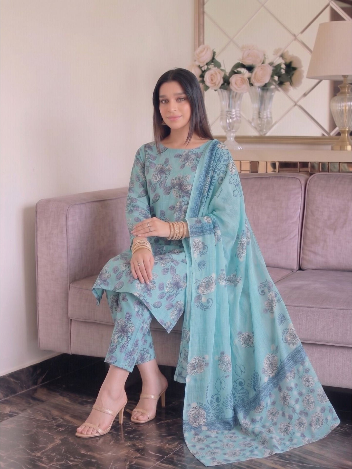 Premium Digital Print 3-Piece Unstitched Lawn Suit – All-Over 90/70 Bana Dora