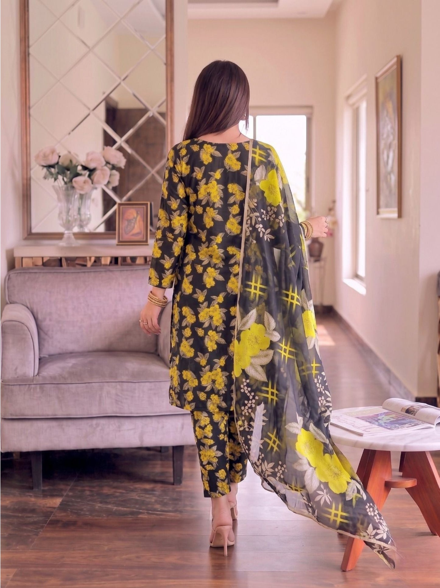 Premium Digital Print 3-Piece Unstitched Lawn Suit – All-Over 90/70 Bana Dora