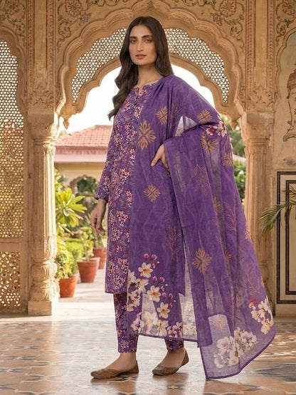 Premium Digital Print 3-Piece Unstitched Lawn Suit – All-Over 90/70 Bana Dora