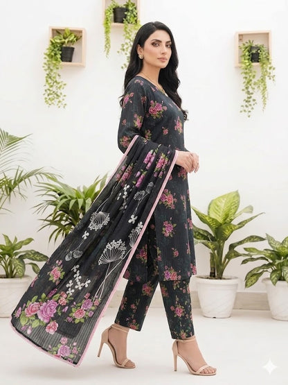 Premium Digital Print 3-Piece Unstitched Lawn Suit – All-Over 90/70 Bana Dora