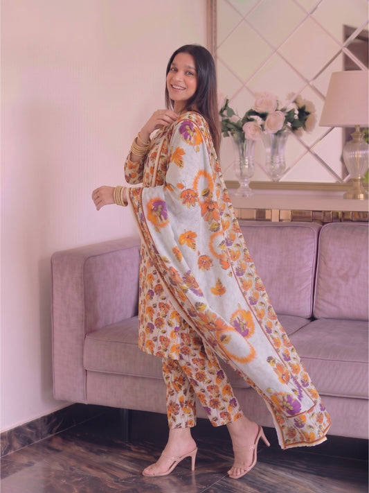 Premium Digital Print 3-Piece Unstitched Lawn Suit – All-Over 90/70 Bana Dora