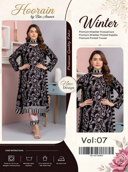 VOLUME NO 1 BUNDLE OF 10 KHADDAR UNSTITCHED 3 PEICE SUIT DIGITAL PRINT