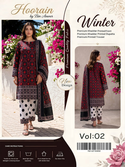 VOLUME NO 1 BUNDLE OF 10 KHADDAR UNSTITCHED 3 PEICE SUIT DIGITAL PRINT