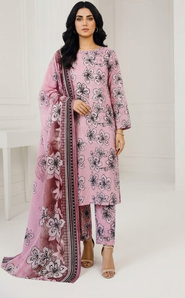 Premium Digital Print 3-Piece Unstitched Lawn Suit – All-Over 90/70 Bana Dora