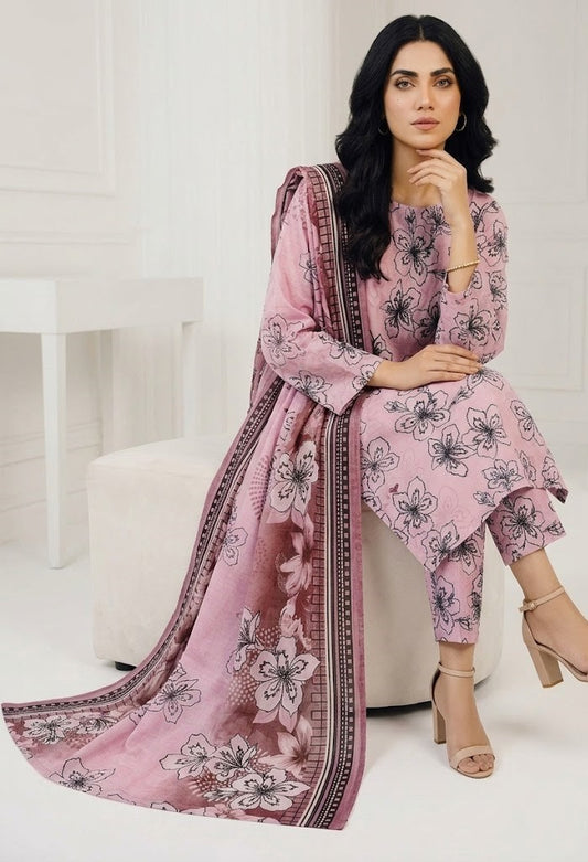 Premium Digital Print 3-Piece Unstitched Lawn Suit – All-Over 90/70 Bana Dora
