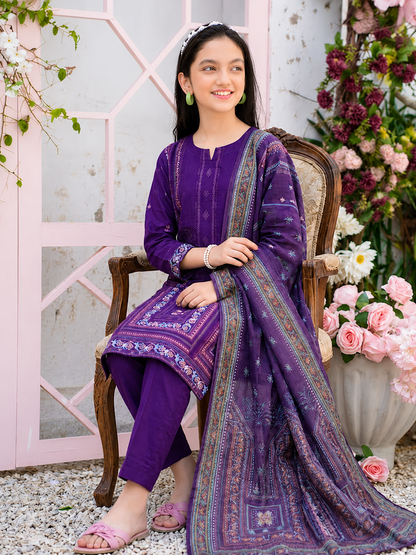 Luxury Eid Stitched 3-Piece Suit With Organza Dupatta (Stitched)