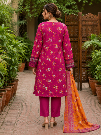 Luxury Stitched Lawn 3-Piece Suit by Bin Anwar – Digital Printed A-Line (Stitched)