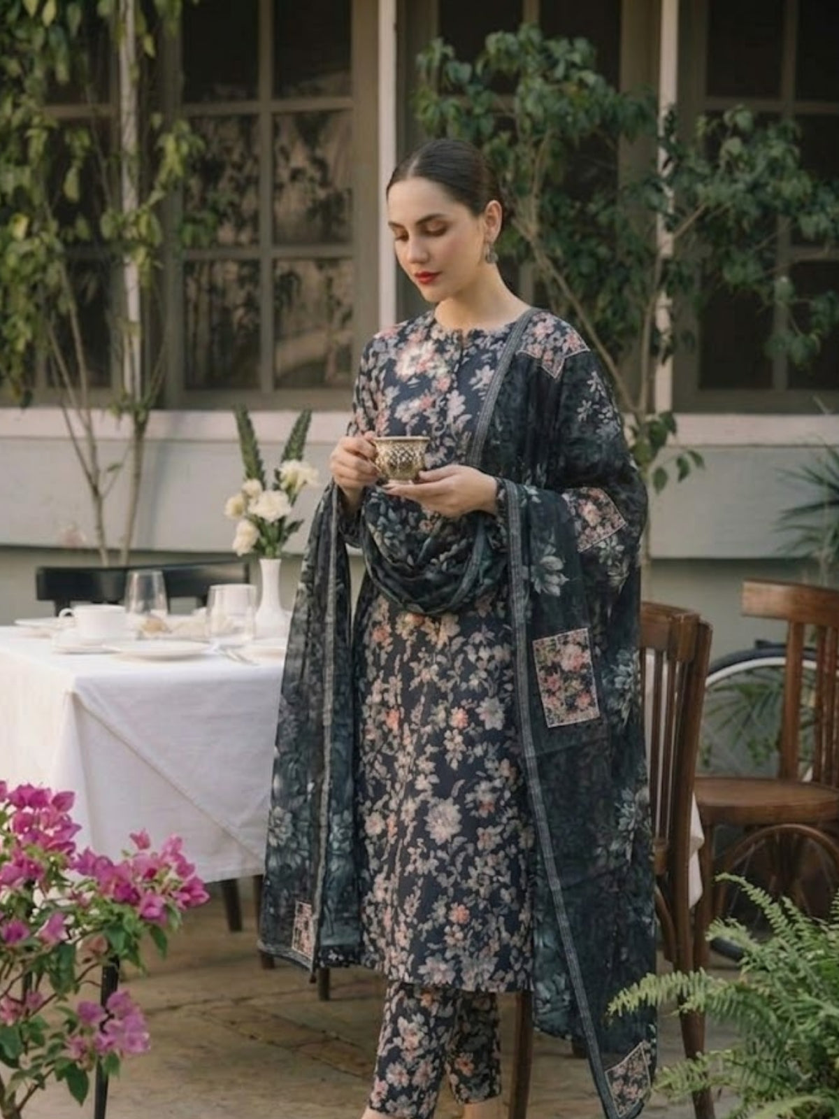 Premium Digital Print 3-Piece Unstitched Lawn Suit – All-Over 90/70 Bana Dora