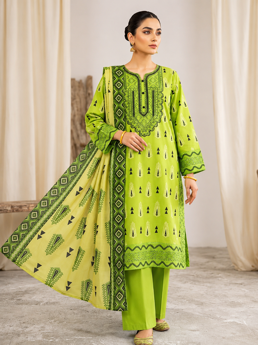 Luxury Stitched Lawn 3-Piece Suit by Bin Anwar – Digital Printed A-Line (Stitched)