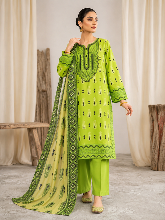 Luxury Stitched Lawn 3-Piece Suit by Bin Anwar – Digital Printed A-Line (Stitched)