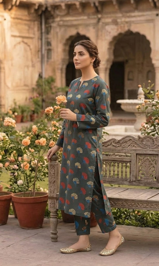 Luxury Emerald Printed Lawn Unstitched 2 Piece Summer Collection (Unstitched)